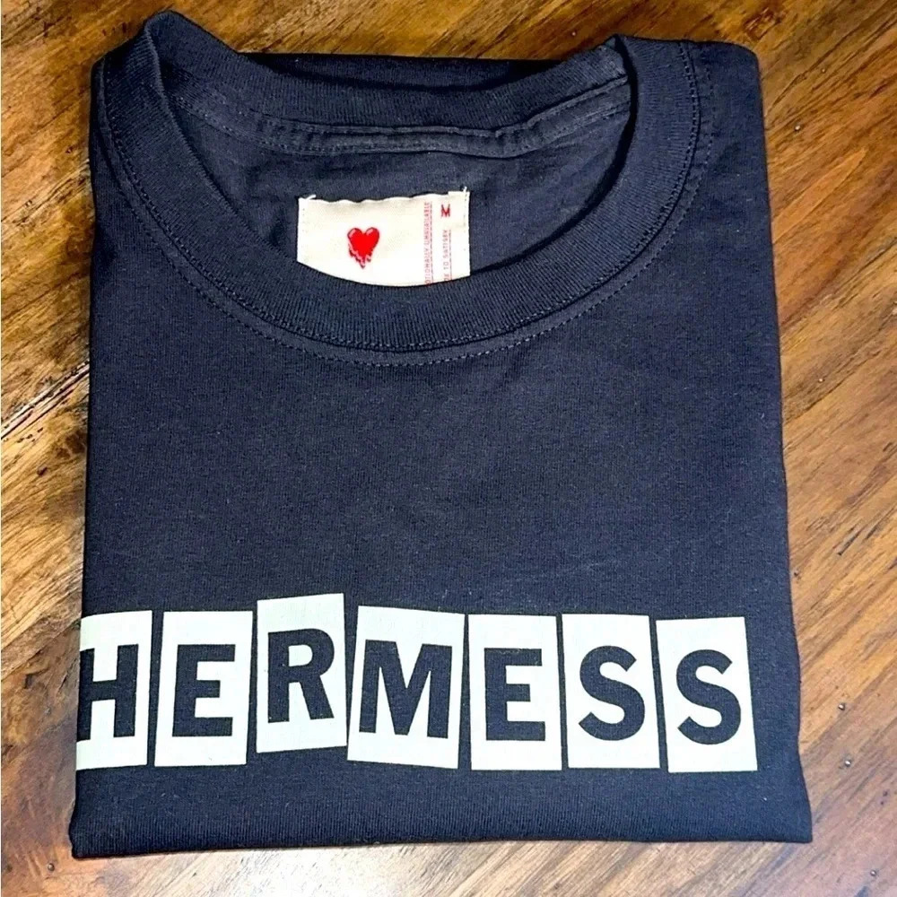 Emotionally Unavailable Hermess Black Champion Short Sleeve Designer T-Shirt MED